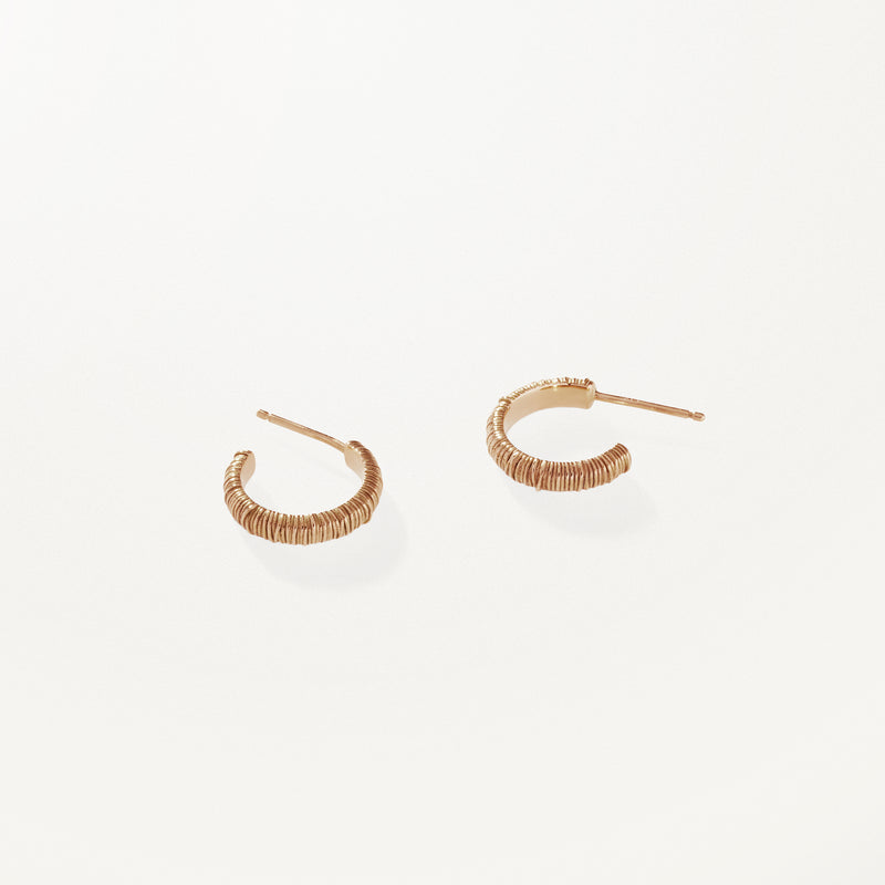 Filigree Earrings, Small yellow gold hoops