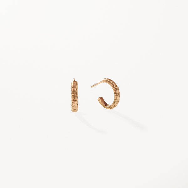 Filigree Earrings, Small yellow gold hoops