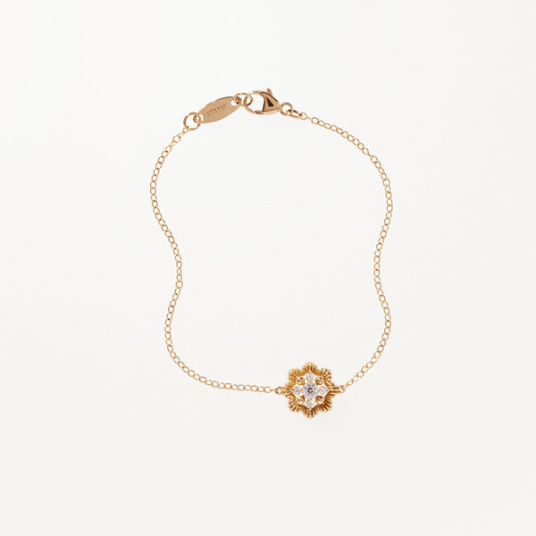 Lace Flower Bracelet, Small lab diamond yellow gold 0.16 ctw