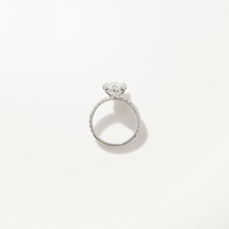 Tiare Engagement Ring, 2.33ctw Oval lab diamond white gold pavé band