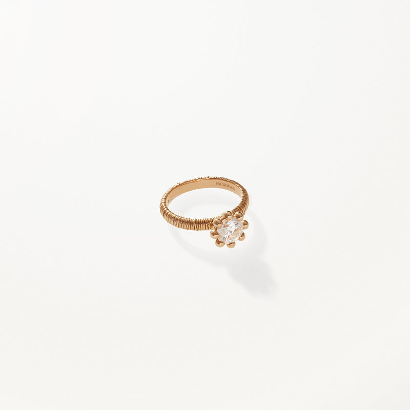 Filigree Beaded Engagement Ring, Lab diamond solitaire yellow gold filigree band