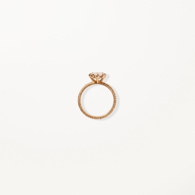 Beaded Ring, Lab diamond yellow gold filigree band 1 ctw
