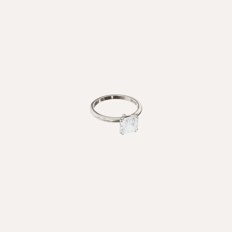 Lumière Engagement Ring, Radiant lab diamond solitaire platinum band