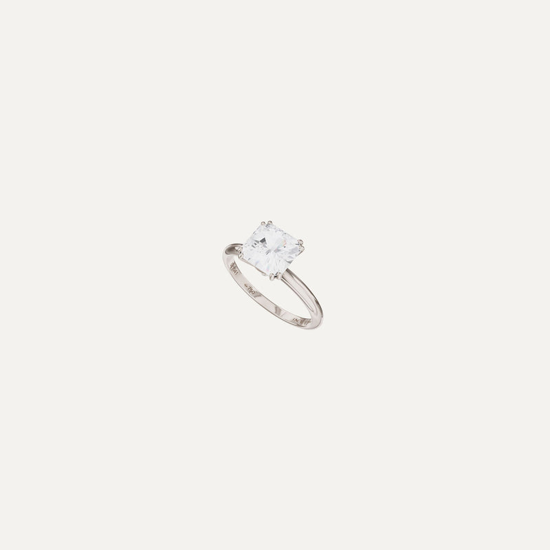 Lumière Engagement Ring, Radiant lab diamond solitaire platinum band