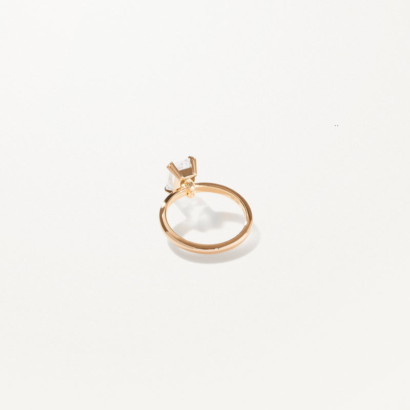Lumière Engagement Ring, 2.00ctw Emerald lab diamond solitaire yellow gold band