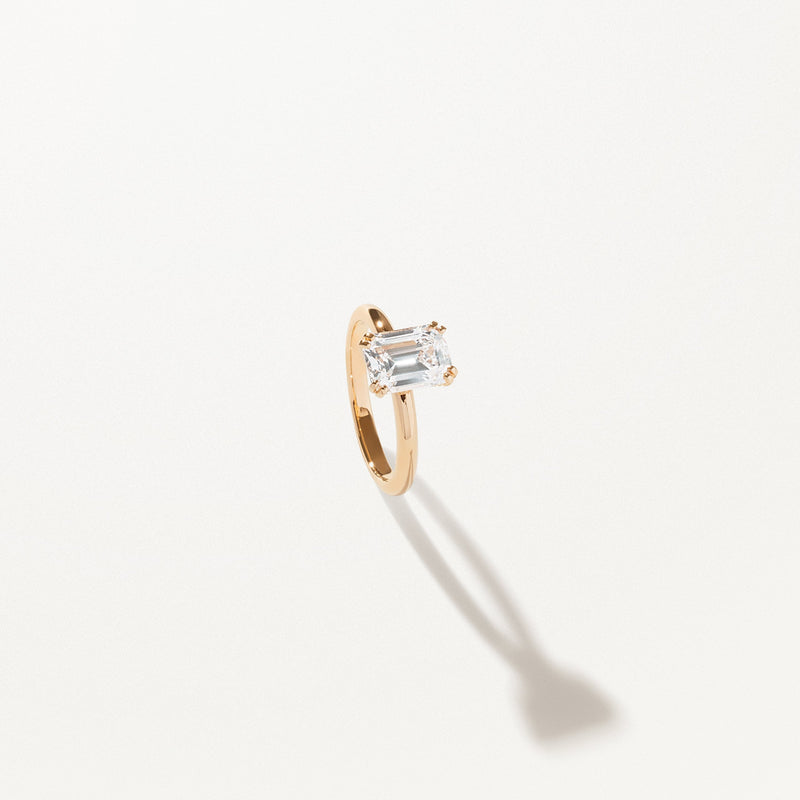 Lumière Engagement Ring, 2.00ctw Emerald lab diamond solitaire yellow gold band