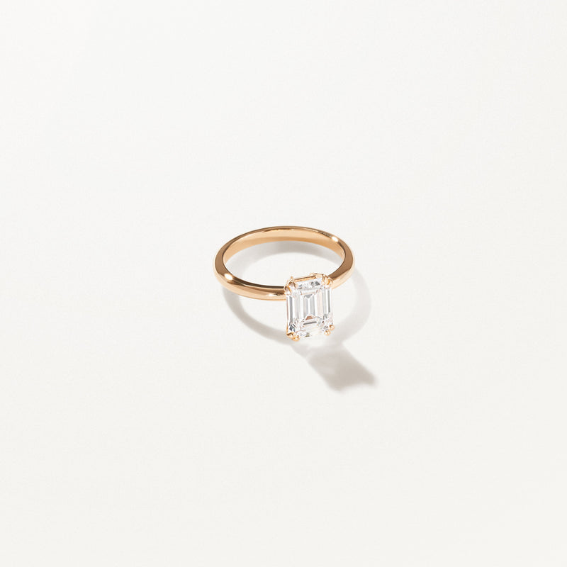 Lumière Engagement Ring, 2.00ctw Emerald lab diamond solitaire yellow gold band