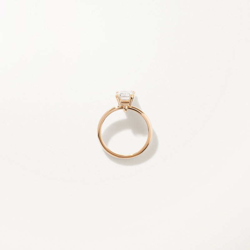 Lumière Engagement Ring, 2.00ctw Emerald lab diamond solitaire yellow gold band