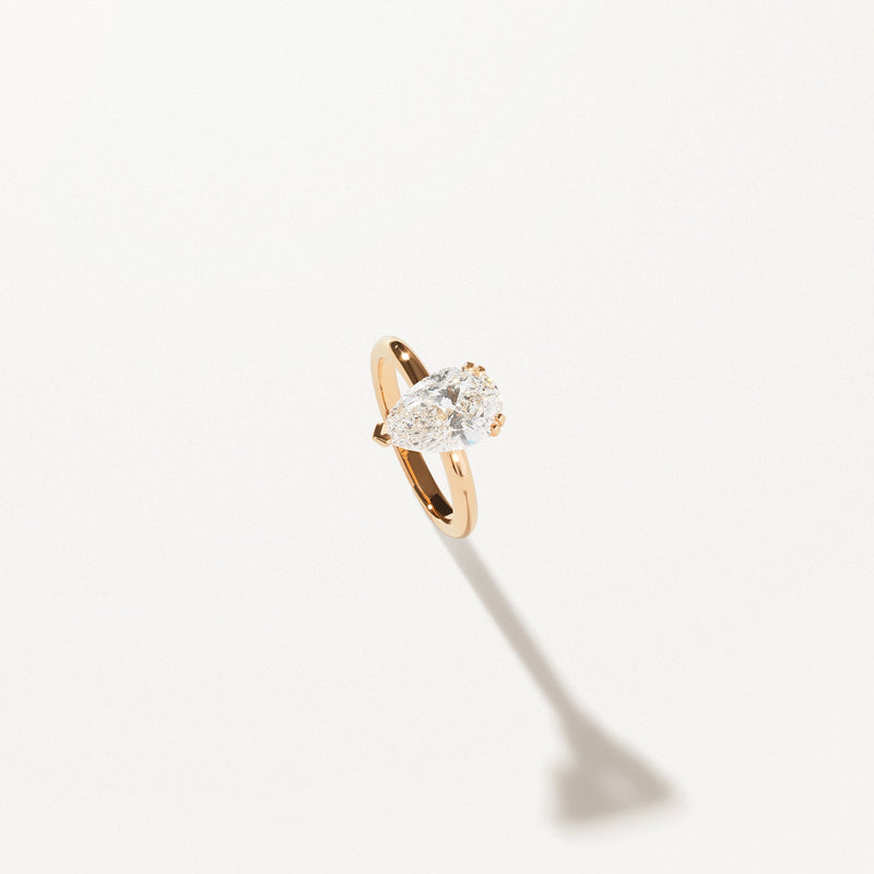 Lumière Engagement Ring, 2.09ctw Pear lab diamond solitaire yellow gold band