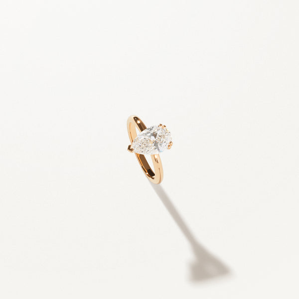Lumière Engagement Ring, Pear lab diamond solitaire yellow gold band