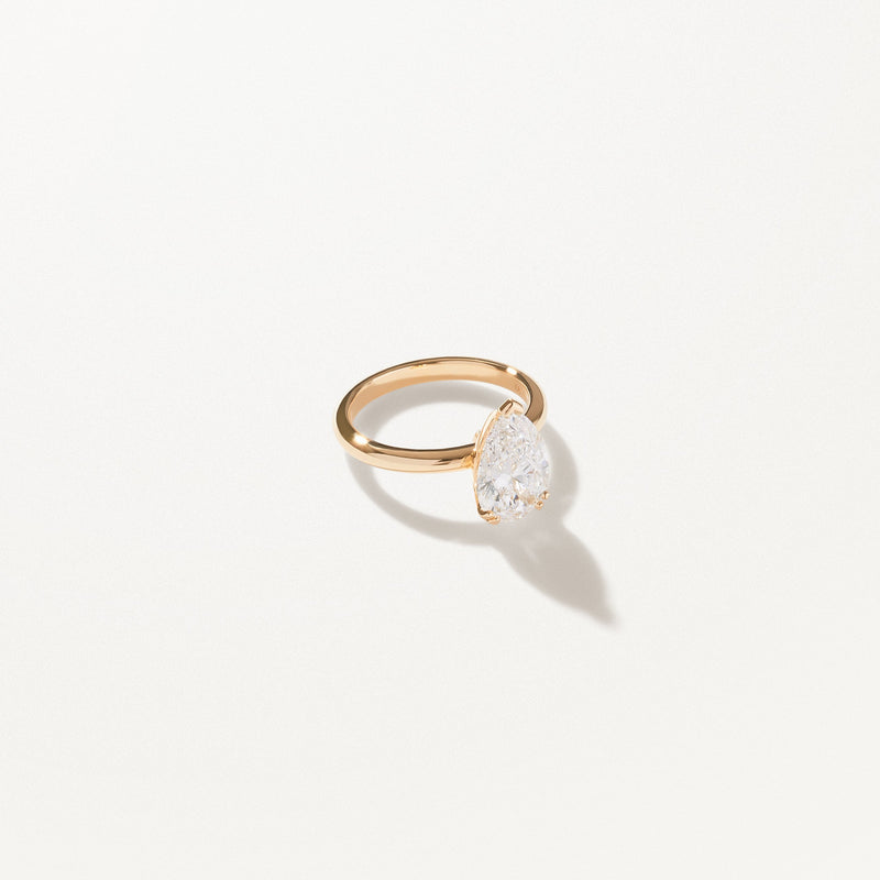 Lumière Engagement Ring, 2.09ctw Pear lab diamond solitaire yellow gold band