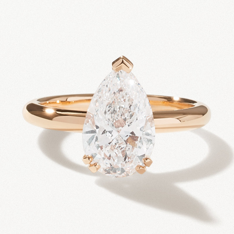 Lumière Engagement Ring, 2.09ctw Pear lab diamond solitaire yellow gold band