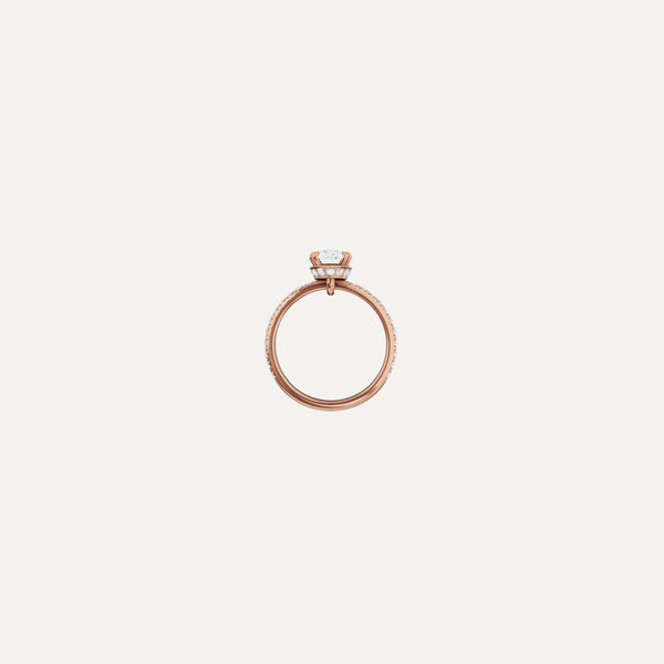 Couronne Engagement Ring, Oval lab diamond rose gold pavé band