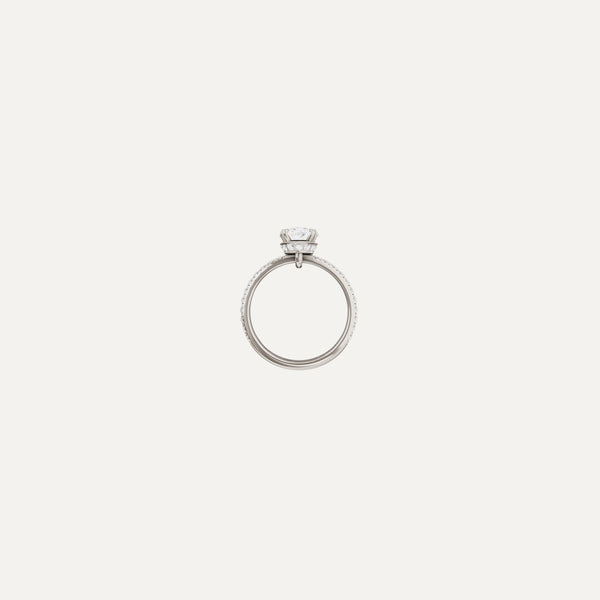 Couronne Engagement Ring, Oval lab diamond white gold pavé band
