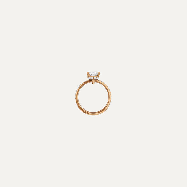 Couronne Engagement Ring, Cushion lab diamond yellow gold pavé band
