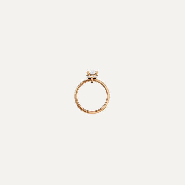 Couronne Engagement Ring, Oval lab diamond yellow gold pavé band