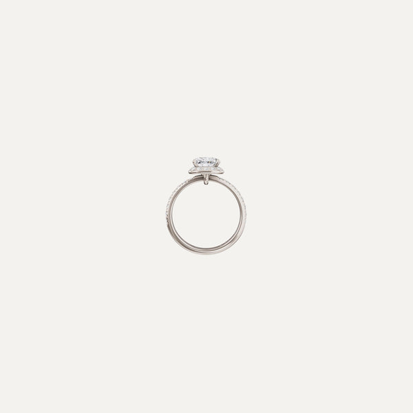 Majesté Engagement Ring, Cushion lab diamond platinum pavé band
