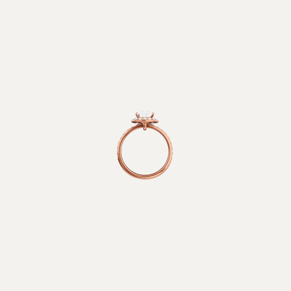 Majesté Engagement Ring, Oval lab diamond rose gold pavé band