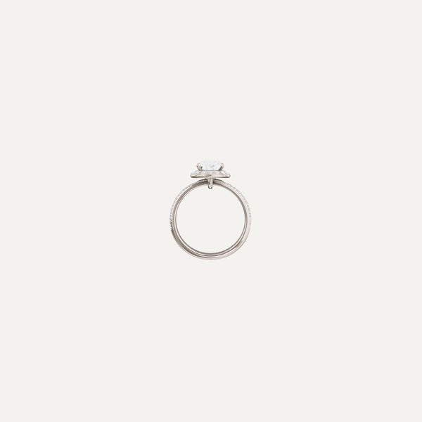 Majesté Engagement Ring, Oval lab diamond white gold pavé band