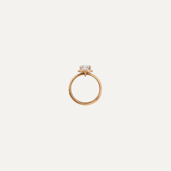 Majesté Engagement Ring, Cushion lab diamond yellow gold pavé band