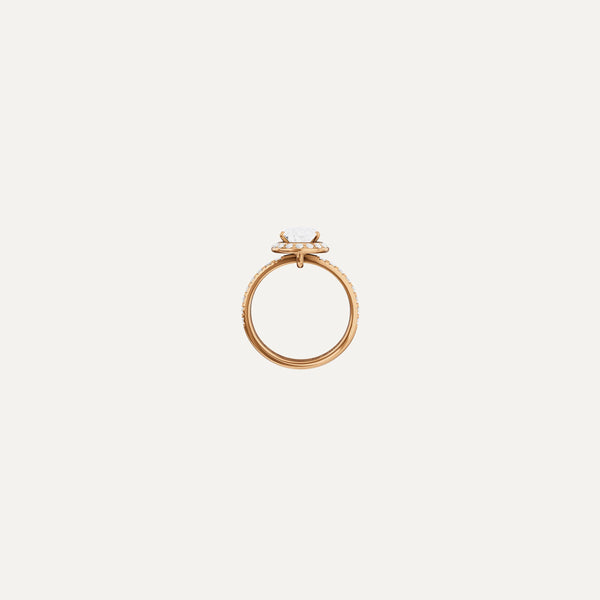 Majesté Engagement Ring, Oval lab diamond yellow gold pavé band