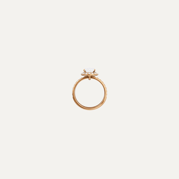 Majesté Engagement Ring, Oval lab diamond yellow gold pavé band