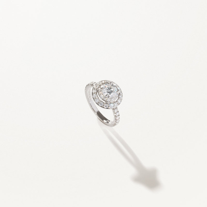 Majesté Engagement Ring, 1.86ctw Round lab diamond platinum pavé band