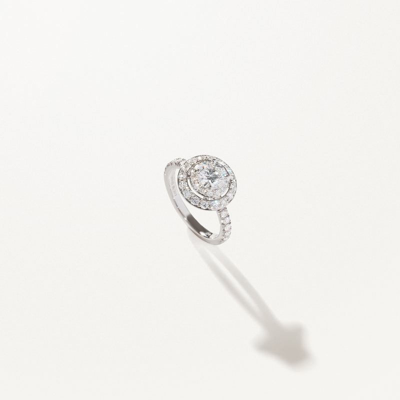 Majesté Engagement Ring, Lab diamond platinum pavé band