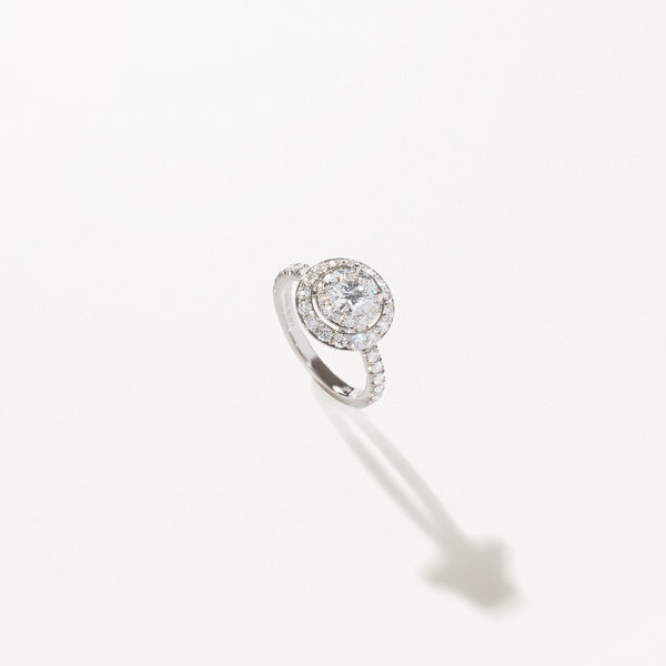Majesté Engagement Ring, Round lab diamond platinum pavé band