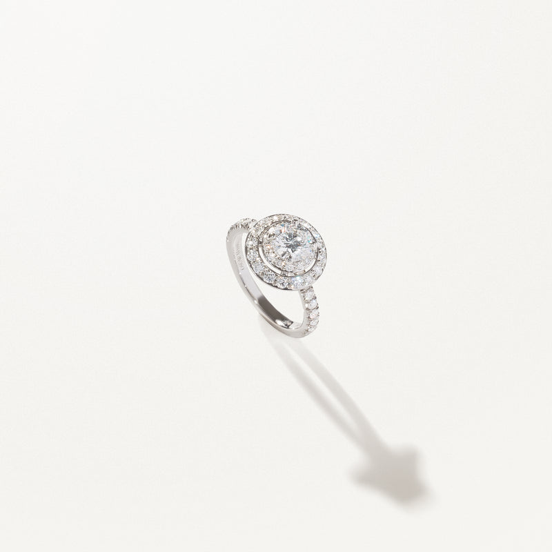 Majesté Engagement Ring, Lab diamond white gold pavé band