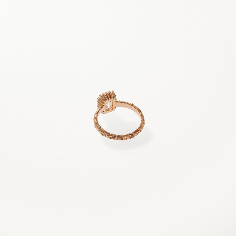 Filigree Engagement Ring, Emerald lab diamond filigree band