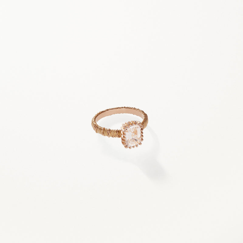 Filigree Engagement Ring, Emerald lab diamond filigree band