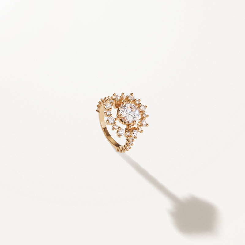 Astre, Lab diamond yellow gold cocktail ring 3.35 ctw