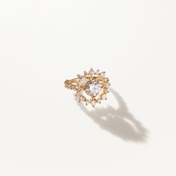 Astre, Lab diamond yellow gold cocktail ring 3.35 ctw