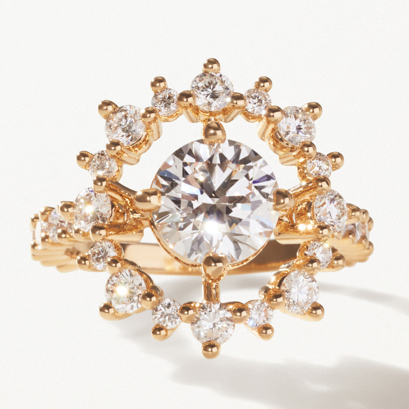 Astre, Lab diamond yellow gold cocktail ring 3.35 ctw