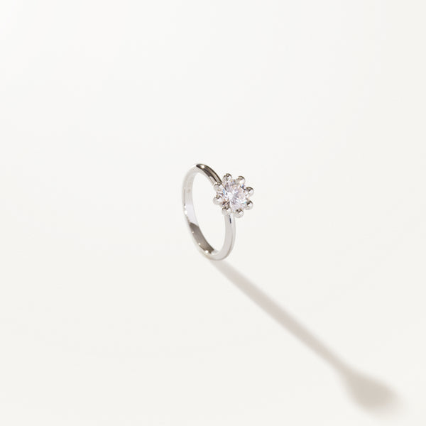 Tiare Engagement Ring, Round lab diamond solitaire platinum band