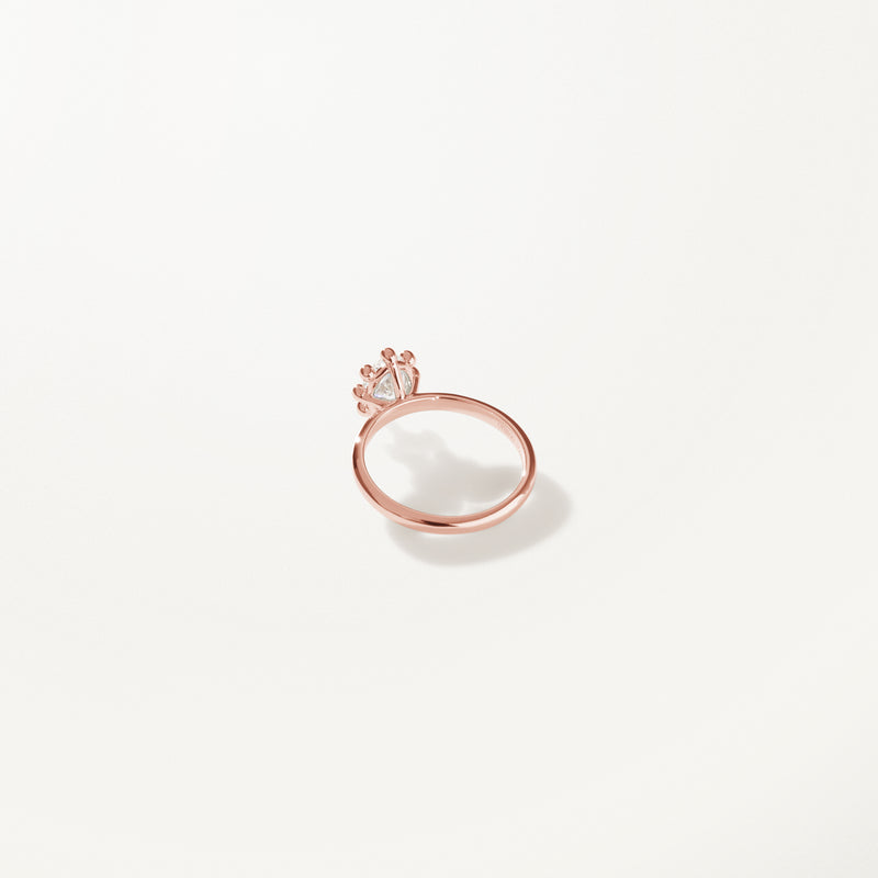 Tiare Engagement Ring, Lab diamond solitaire rose gold band