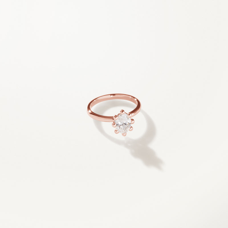 Tiare Engagement Ring, Lab diamond solitaire rose gold band