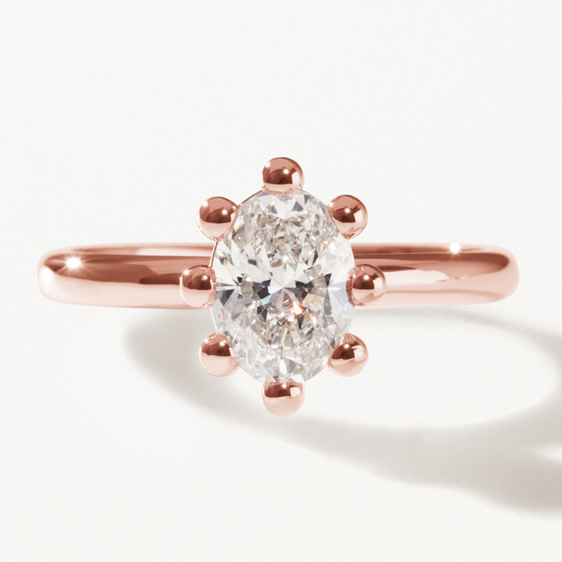 Tiare Engagement Ring, Lab diamond solitaire rose gold band