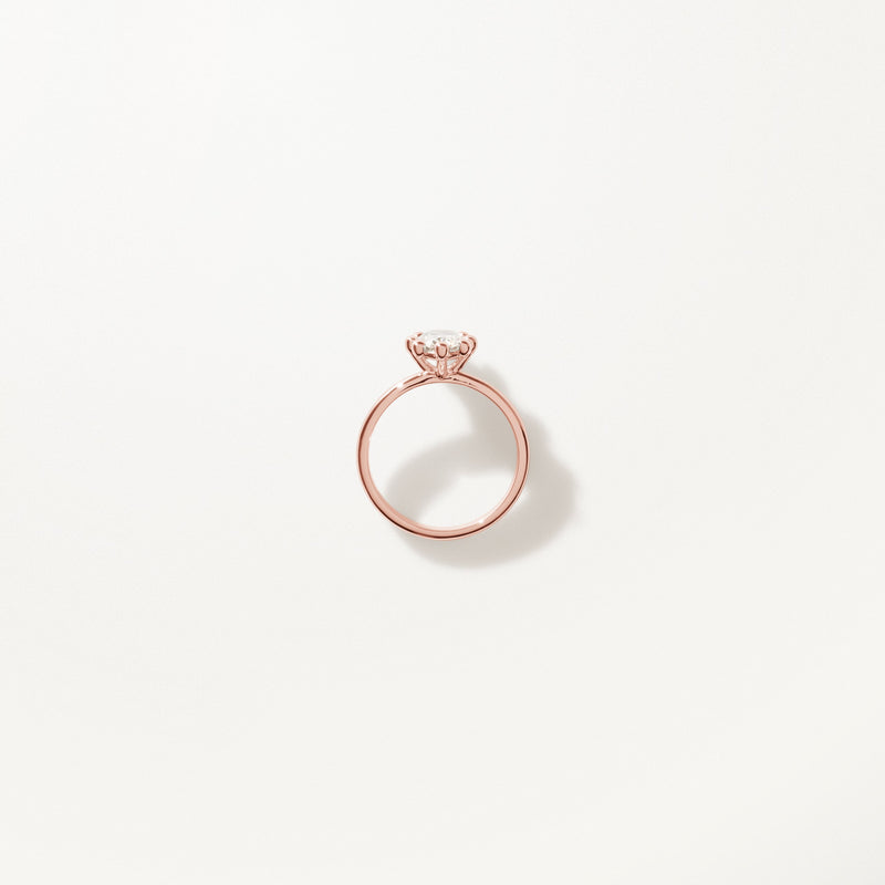Tiare Engagement Ring, Oval lab diamond solitaire rose gold band