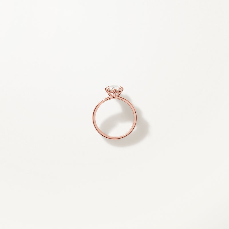 Tiare Engagement Ring, Lab diamond solitaire rose gold band
