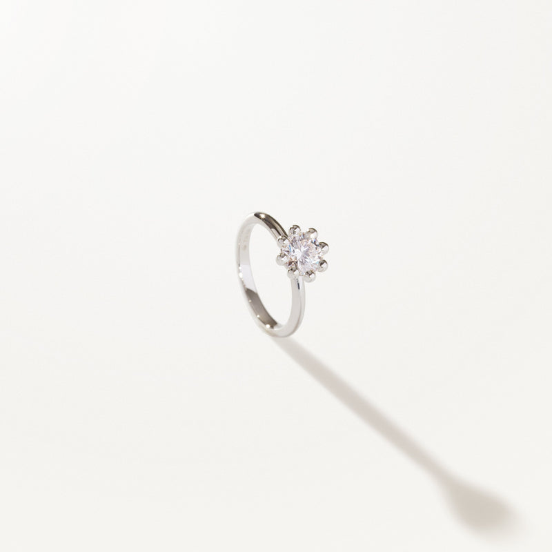 Tiare Engagement Ring, Lab diamond solitaire white gold band