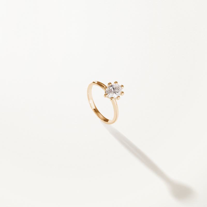 Tiare Engagement Ring, Lab diamond solitaire yellow gold band