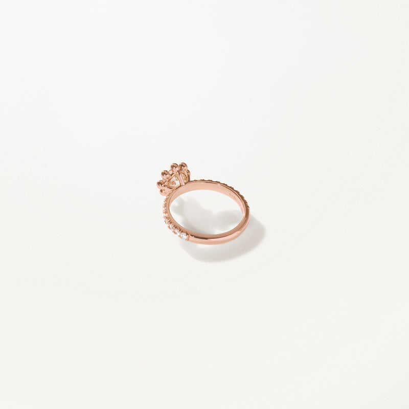 Tiare Engagement Ring, Lab diamond rose gold pavé band