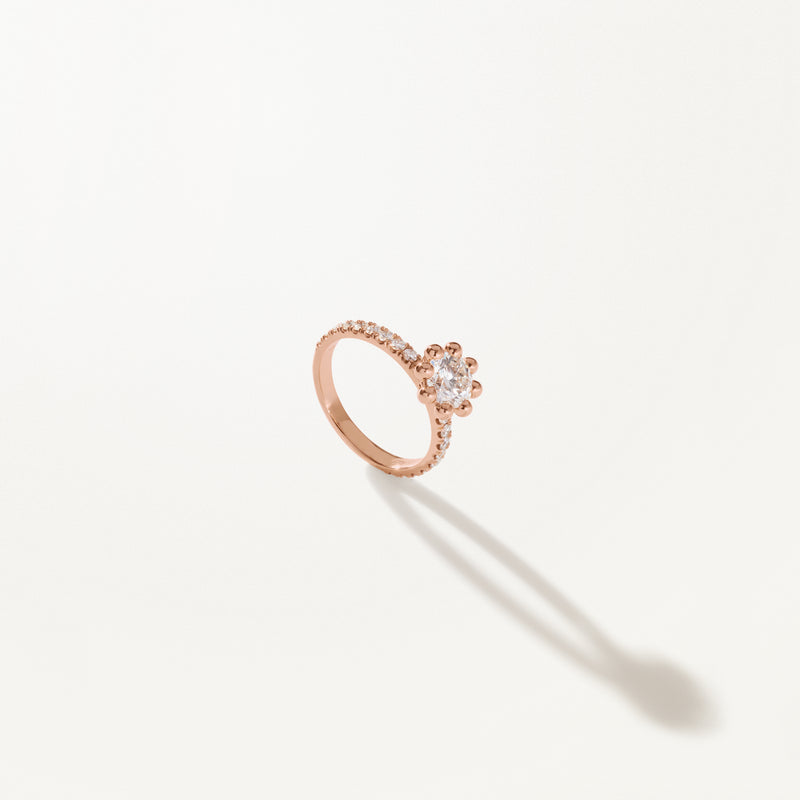 Tiare Engagement Ring, Lab diamond rose gold pavé band