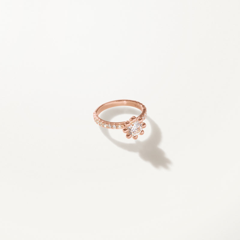 Tiare Engagement Ring, Lab diamond rose gold pavé band