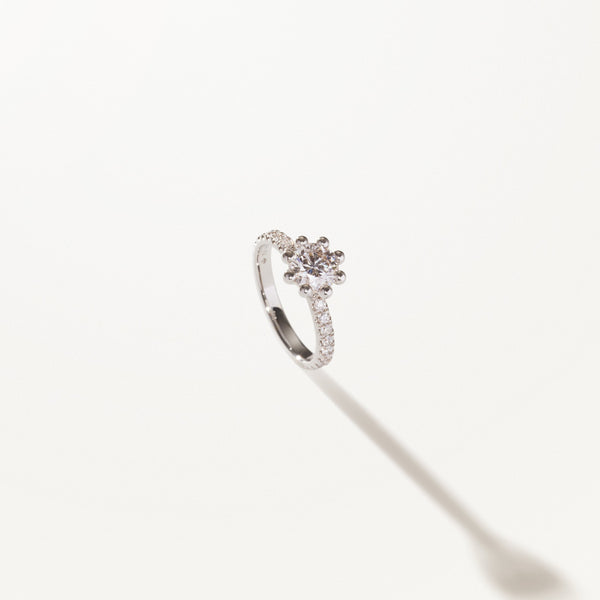Tiare Engagement Ring, 1.42ctw Round lab diamond white gold pavé band