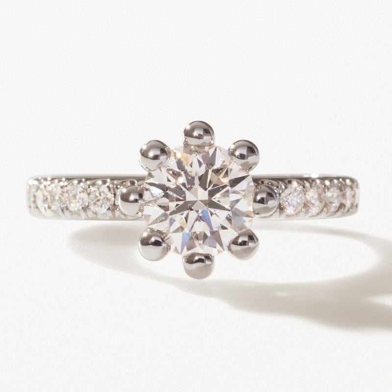 Tiare Engagement Ring, Lab diamond white gold pavé band