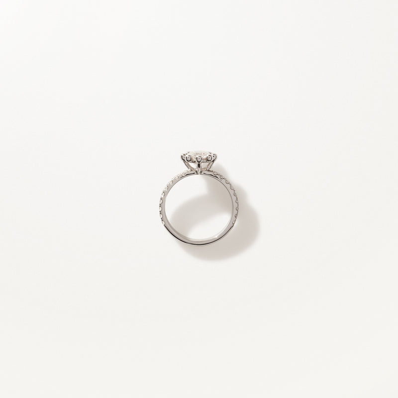 Tiare Engagement Ring, 1.42ctw Round lab diamond white gold pavé band