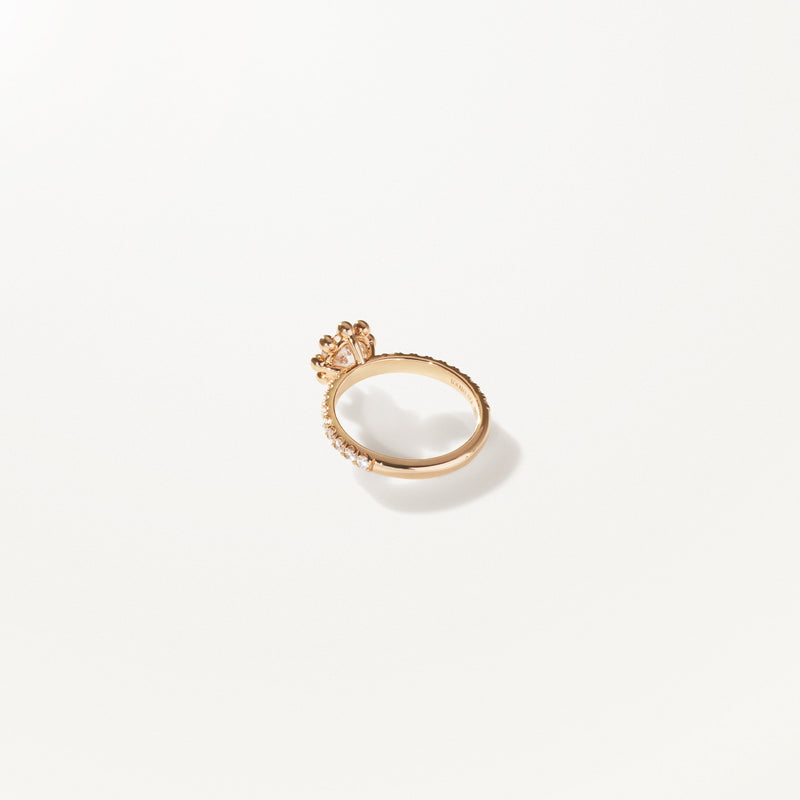 Tiare Engagement Ring, 1.36ctw Round lab diamond yellow gold pavé band